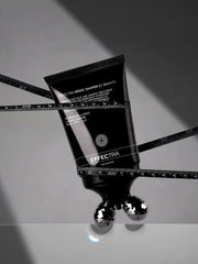 ProtoClinical k-beauty portrait beauty product packaging on a dark green background.