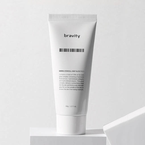 ProtoClinical k-beauty bravity Derma StemCell Deep Glow Pack 60g single upright light gray tube centered on a pale lavender and white background
