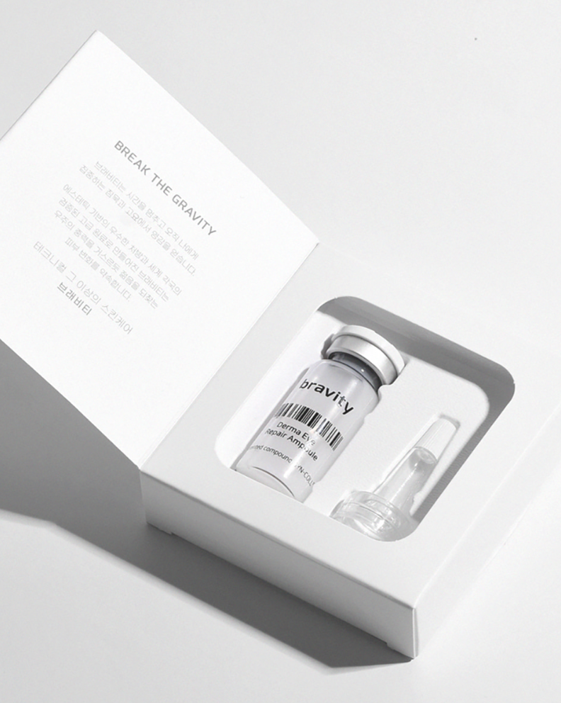ProtoClinical k-beauty pale beige vertical beauty product silhouette with soft lavender side tones on a light background.