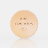 ProtoClinical k-beauty PETITFEE Beautifying Pore Pad 84g/30ea single round beige pad container centered on a pale background