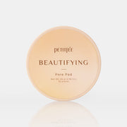 ProtoClinical k-beauty PETITFEE Beautifying Pore Pad 84g/30ea single round beige pad container centered on a pale background
