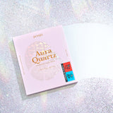 ProtoClinical k-beauty PETITFEE Aura Quartz Hydrogel Face Mask Crystal Rose 30g X 5ea single soft pink face mask pouch centered on a pale blue background with soft cream side shading