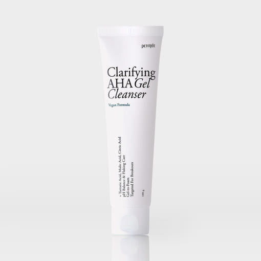 PETITFEE Clarifying AHA Gel Cleanser 100g by ProtoClinical displayed in a centered product packshot with visible label details on a white background for a k-beauty skincare routine.