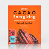 ProtoClinical k-beauty PETITFEE CACAO Energizing Hydrogel Face Mask 32g X 5ea single dark brown face mask pouch centered upright on a pale peach and cream background