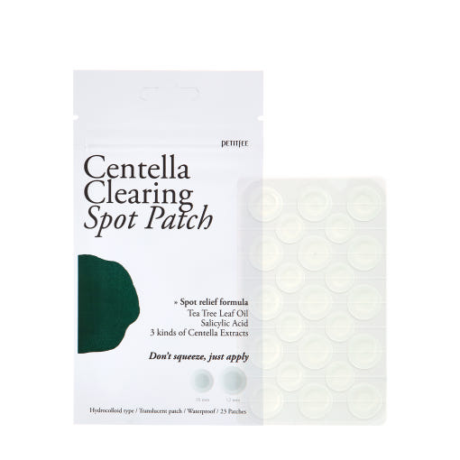 ProtoClinical k-beauty PETITFEE Centella Clearing Spot Patch (23patches) pale blue and silver patch packages side by side on a white background