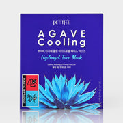 ProtoClinical k-beauty PETITFEE AGAVE Cooling Hydrogel Face Mask 32g X 5ea single blue-green face mask pouch centered upright on a clean light background