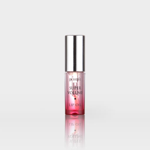 ProtoClinical k-beauty PETITFEE Super Volume Lip Oil 3g single lavender lip oil bottle standing upright on a white background with pale mint side shading