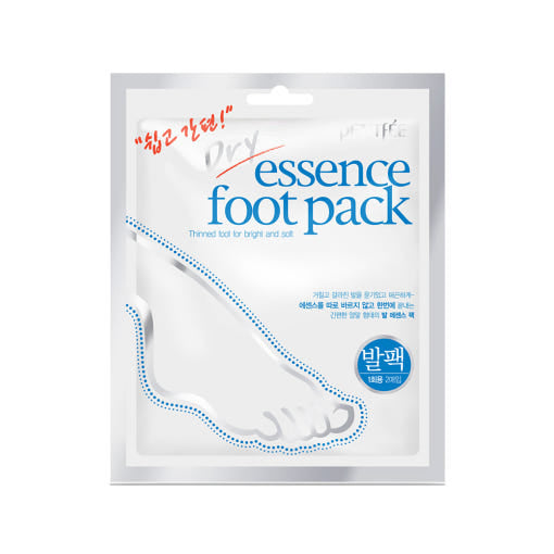 ProtoClinical k-beauty PETITFEE Dry Essence foot pack 8g X 10pair (20ea) single front-facing foot pack packet with visible front label on a light background
