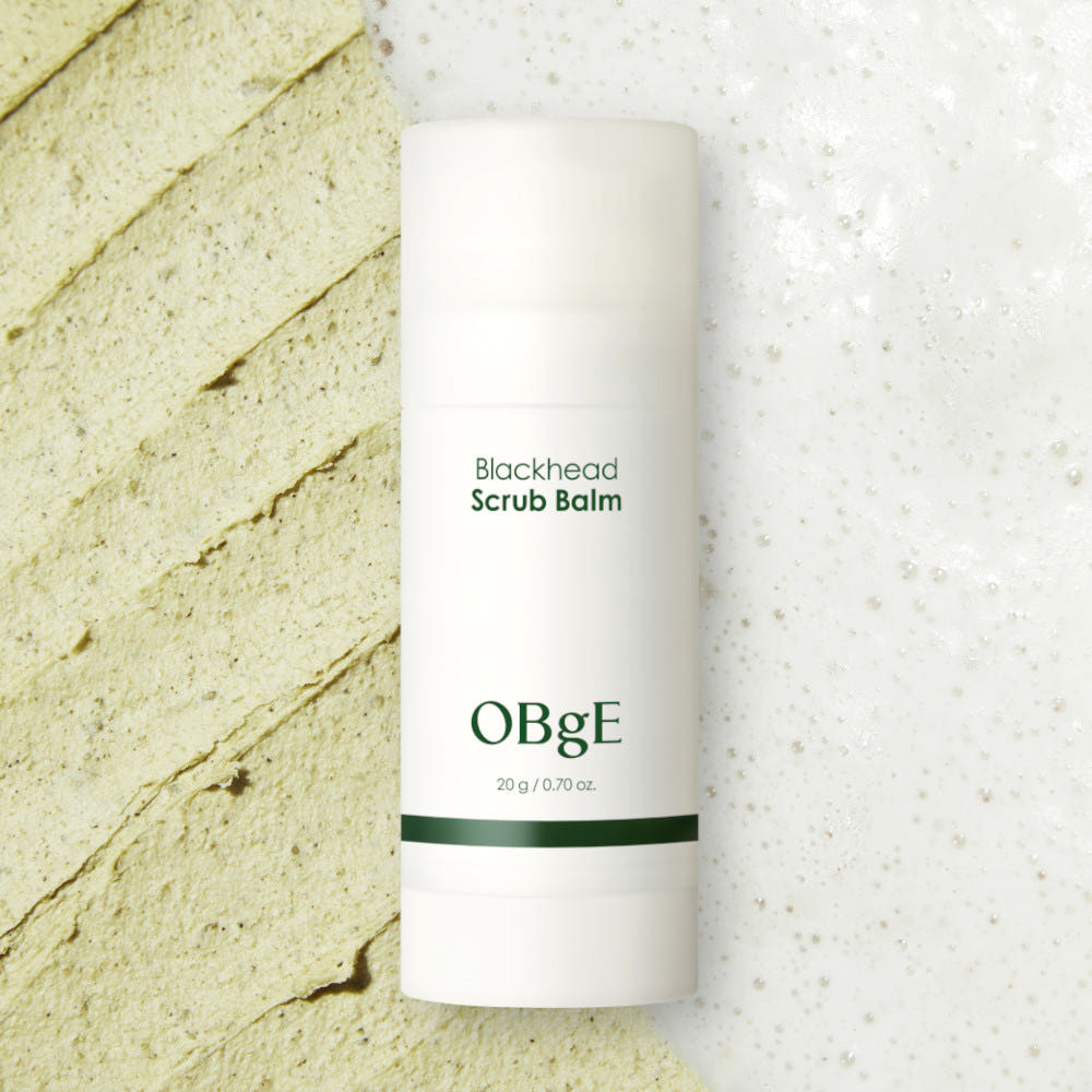 ProtoClinical k-beauty OBgE Blackhead Scrub Balm 20g single angled beige scrub balm packaging on a light background