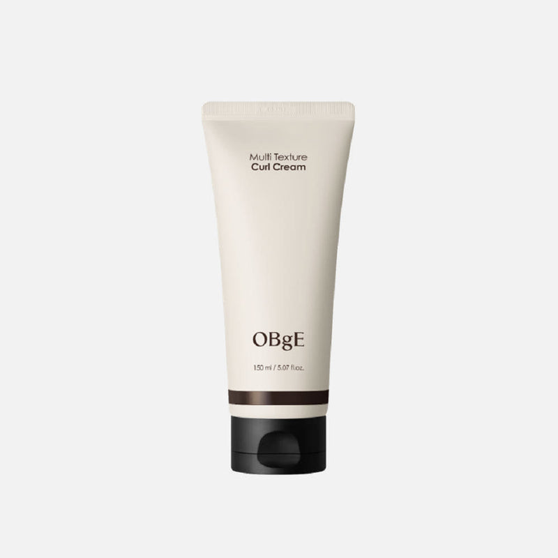 ProtoClinical k-beauty OBgE Multi Texture Curl Cream 150ml single upright light beige bottle centered on a pale background.