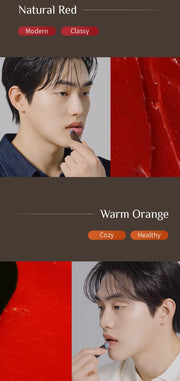 ProtoClinical k-beauty OBgE Mood Change Lip Balm 3g (2colors) vertical red-brown gradient swatch with a darker upper section and lighter lower fade.