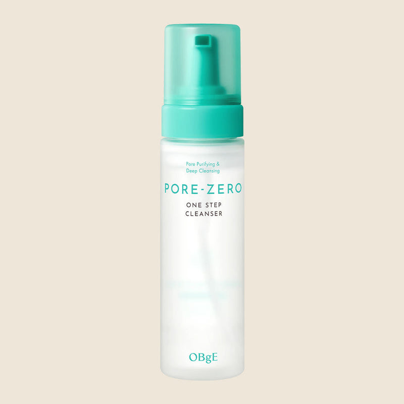 ProtoClinical k-beauty OBgE Pore Zero One Step Cleanser 200ml upright frosted white pump bottle with a teal cap and teal label text on a light beige background