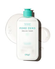 ProtoClinical k-beauty OBgE Pore Zero Peeling Toner 310ml angled pale green toner bottle on a white background with soft pink side accents