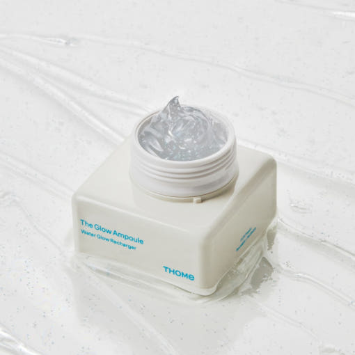 ProtoClinical k-beauty THOME The Glow Ampoule Water Glow Recharger 50g ampoule bottle on a pale cream background.