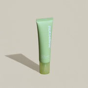 ProtoClinical k-beauty muted olive beauty product silhouette with soft pink side accents on a light background.