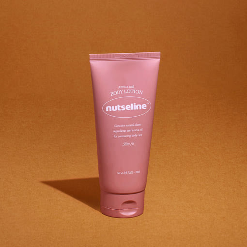 ProtoClinical k-beauty warm amber beauty graphic with a soft pink vertical center on a brown-orange background.