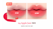 ProtoClinical k-beauty dasique Fruity Lip Jam 4g #04 Apple Jam shown in a wide horizontal pink product swatch-style layout on white