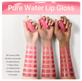 ProtoClinical k-beauty dasique Pure Water Lip Gloss 2.6g (14colors) shown as pink gloss packaging in a square studio image with soft pale edges