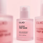 ProtoClinical k-beauty CLIO Glazing Prep Base 40ml single upright pink base tube centered on a soft pink background