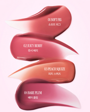ProtoClinical k-beauty CLIO Glaze Lip Serum Keyring Set 8g (4colors) portrait lip serum packaging graphic in red and pink tones on a light background
