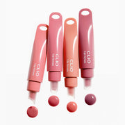 ProtoClinical k-beauty CLIO Glaze Lip Serum Keyring Set 8g (4colors) boxed lip serum packaging in soft blue and beige tones on a light background
