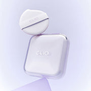 ProtoClinical k-beauty CLIO Kill Cover Mesh Blur Cushion SPF40 PA++ Set 15g+15g(Refill) (5colors) square cushion packaging graphic in pale blue tones on a light background