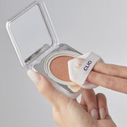 ProtoClinical k-beauty CLIO Kill Cover Founwear Cushion The Original SPF50+ PA+++ Set 15g+15g(Refill) (5colors) square cushion packaging graphic in muted beige and blue tones on a light background