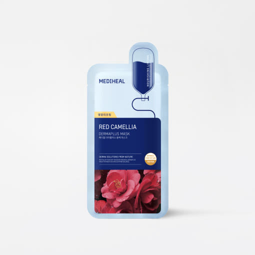 ProtoClinical k-beauty MEDIHEAL Dermaplus Mask 22ml X 10ea #Red Camellia shown on a light background.