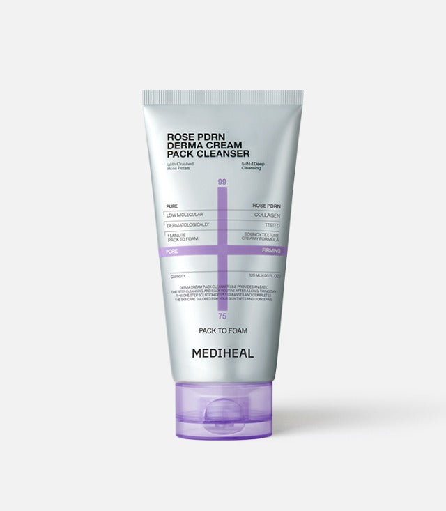 ProtoClinical k-beauty MEDIHEAL Rose PDRN Derma Cream Pack Cleanser 50ml centered cleanser tube on a white background with visible front label details