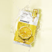 ProtoClinical k-beauty MEDIHEAL Vitamin C Essential Mask Clear Toning 24ml X 10ea single yellow mask pouch centered upright on a soft yellow background