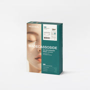 ProtoClinical k-beauty MEDIHEAL Madecassoside Bio Seconderm Mask Blemish Soothing (Ampoule 4ml + Mask 23ml) X 10ea single green mask pouch centered upright on a pale background