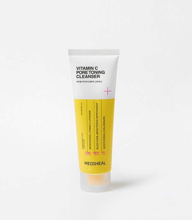 ProtoClinical k-beauty MEDIHEAL Vitamin C Pore Toning Cleanser 120ml front-facing cleanser tube on a clean white background with visible branding details