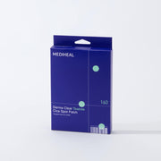 ProtoClinical k-beauty MEDIHEAL Derma Clear Teatree Cica Spot Patch 160ea single dark blue patch package centered upright on a pale blue background