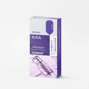 ProtoClinical k-beauty MEDIHEAL Derma Ampoule Mask H.P.A 26ml X 10ea single lavender mask pouch centered upright on a pale mint background