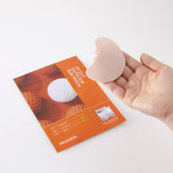 ProtoClinical k-beauty MEDIHEAL Cut Outdoor Sun Patch [Triple Protection] 4P single horizontal sun patch packet with a peach center and darker rounded left edge on a pale blue background