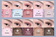 3CE XL Eyeshadow Palette 17g #MOOD SHIFTER by ProtoClinical shown in a mauve k-beauty eyeshadow palette detail graphic with soft horizontal bands on a light background.