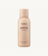 ProtoClinical k-beauty TONYMOLY Black Tea Intense Repair Lotion 200ml single tall beige lotion bottle centered on a pale blue and white background