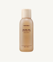 ProtoClinical k-beauty TONYMOLY Black Tea Intense Repair Toner 200ml single tall beige toner bottle centered on a pale blue and white background