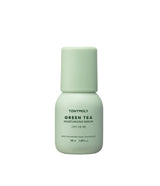 ProtoClinical k-beauty TONYMOLY Green Tea Moisturizing Serum 50ml single upright light green serum bottle centered on a soft white and blush background.