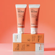 ProtoClinical k-beauty Hanskin Vitamin C Glow Mask 70ml square product detail graphic with warm orange-yellow tones and a centered light panel
