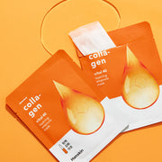 ProtoClinical k-beauty Hanskin Vital 40 Layering Ampoule Mask 21g X 10ea square ampoule mask detail graphic with warm beige tones and red-orange accents