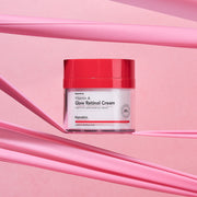 ProtoClinical k-beauty Hanskin Vitamin A Glow Retinol Cream 50ml in a single pink cream jar with a dark lid, centered on a white background with pale blue corner accents