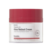 ProtoClinical k-beauty Hanskin Vitamin A Glow Retinol Cream 50ml in a single pink cream jar with a dark lid, centered on a white background with pale blue corner accents