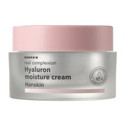 ProtoClinical k-beauty Hanskin Real Complexion Hyaluron Moisture Cream 50ml in a single light-toned cream jar with a darker lid, centered on a clean white background