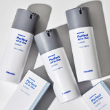 ProtoClinical k-beauty Hanskin Perfect All In One Lotion 115ml with a tall gray lotion bottle on the left, a soft gray side panel, and a pale gray and white background