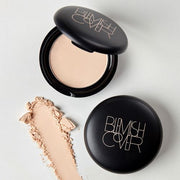 ProtoClinical k-beauty Hanskin Blemish Cover Blur Pact 9g (2colors) single beige pact compact with a dark lower half centered on a pale blue and white background.