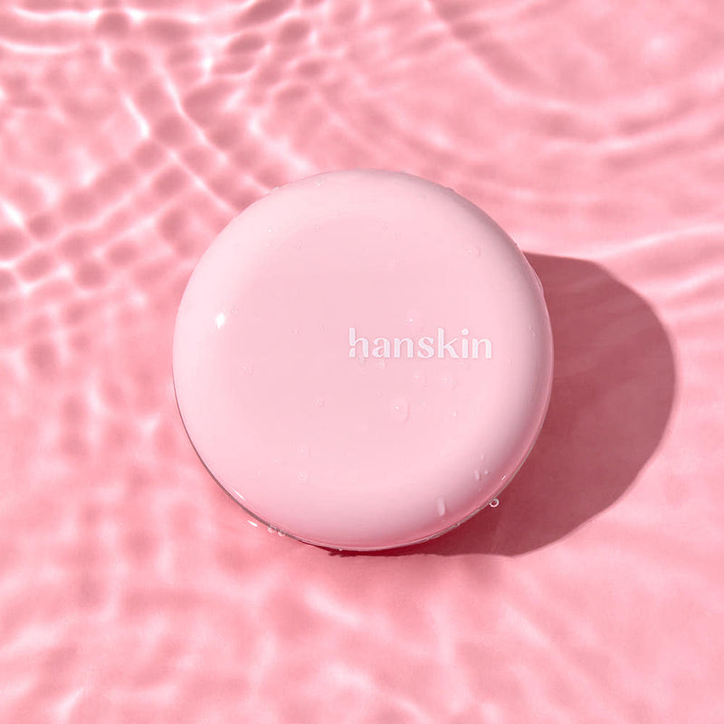 ProtoClinical k-beauty Hanskin Pink Mool Balm SPF30 PA++ 8g single pink balm container centered on a soft pink background with deeper mauve side shading.