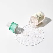 ProtoClinical k-beauty AXIS-Y Spot The Difference Blemish Treatment 15ml product infographic with key benefit text beside two pink dropper bottles on a light background