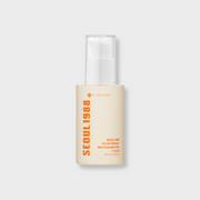 ProtoClinical k-beauty K-SECRET SEOUL 1988 GLOW SERUM : NIACINAMIDE 15% + YUJA 30ml in a single golden-yellow bottle, centered upright on a pale lavender background