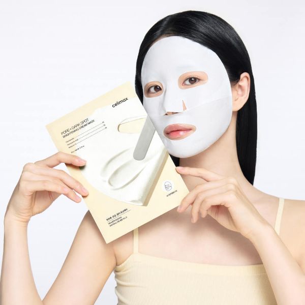 ProtoClinical k-beauty celimax Pore+ Dark Spot Brightening Cream Mask 20g X 4ea single front-facing sheet mask pack centered on a plain background